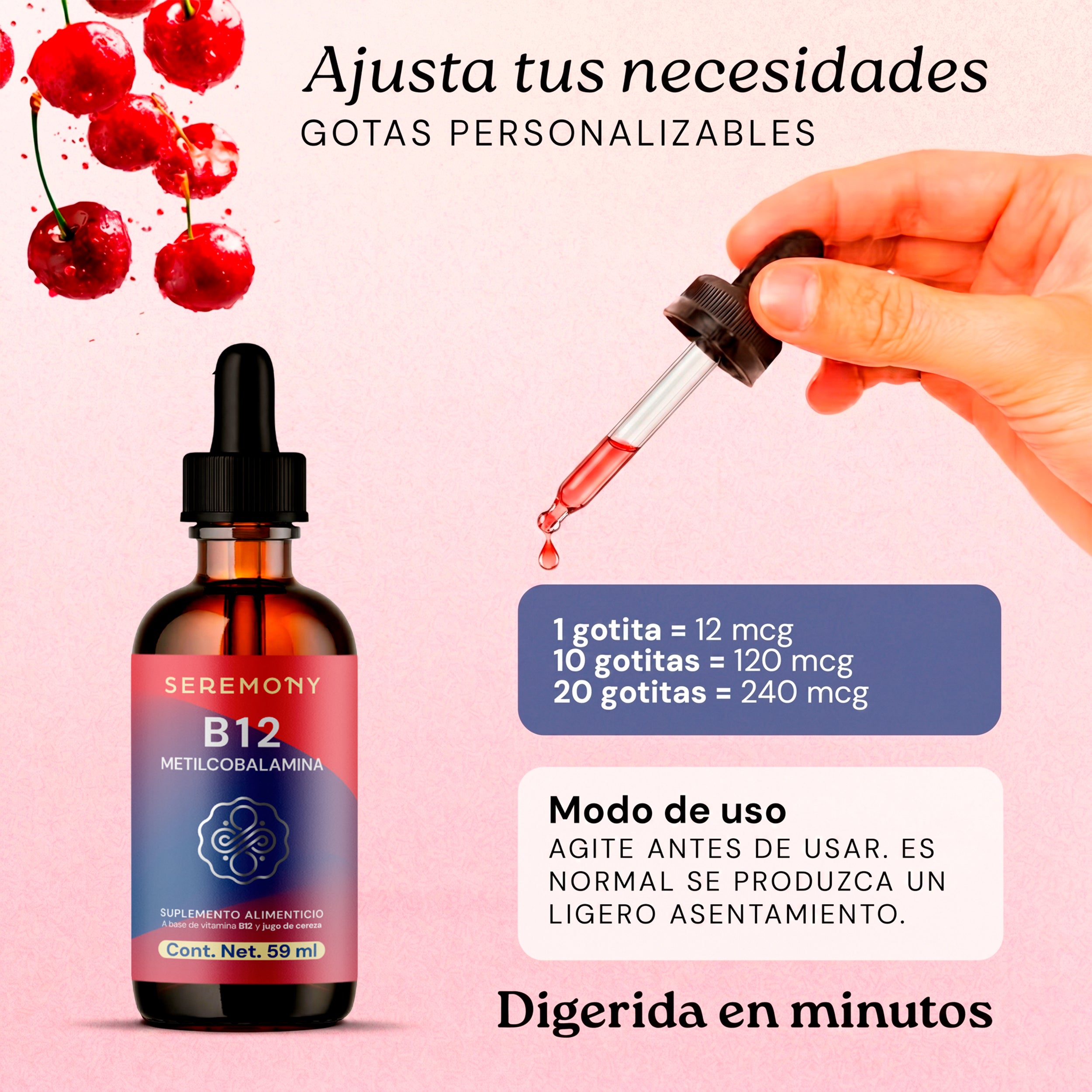 Vitamina B12 metilcobalamina en gotas sublinguales