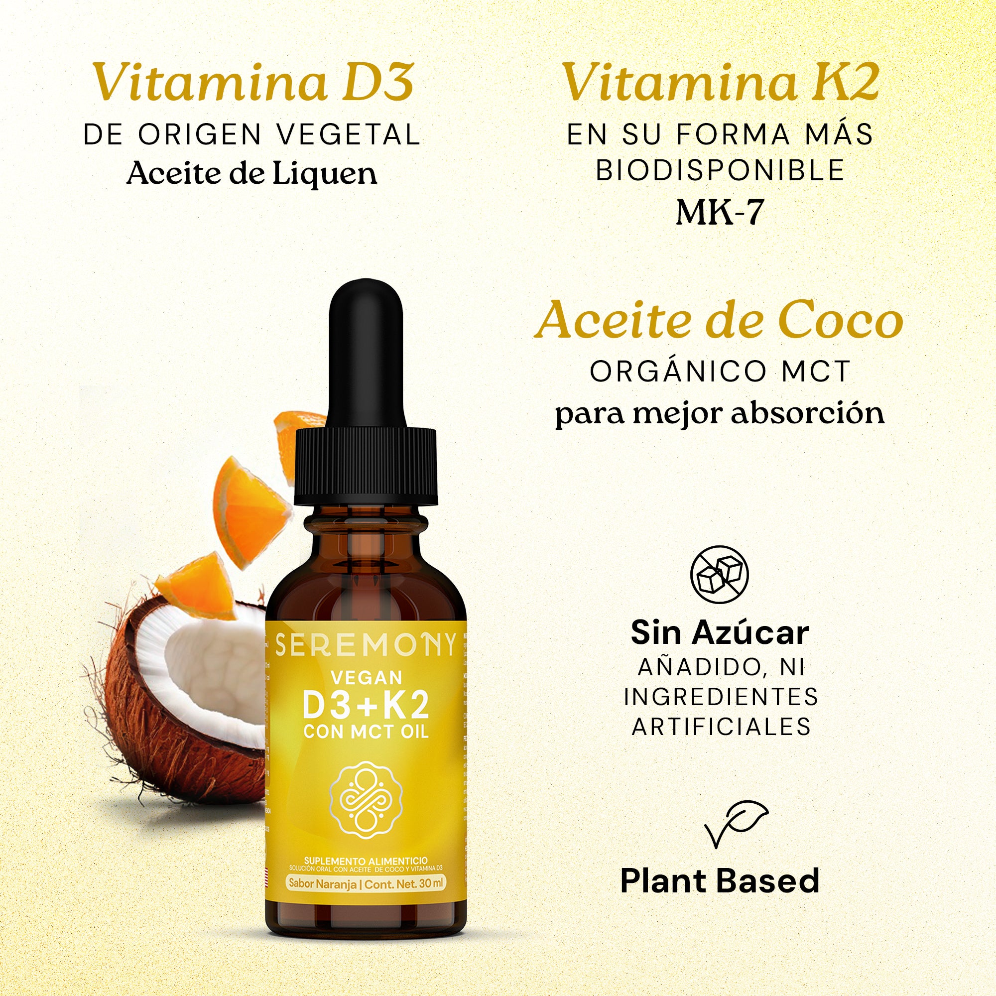 Vitamina D3 + K2 en Gotas con Aceite de Coco MCT Orgánico