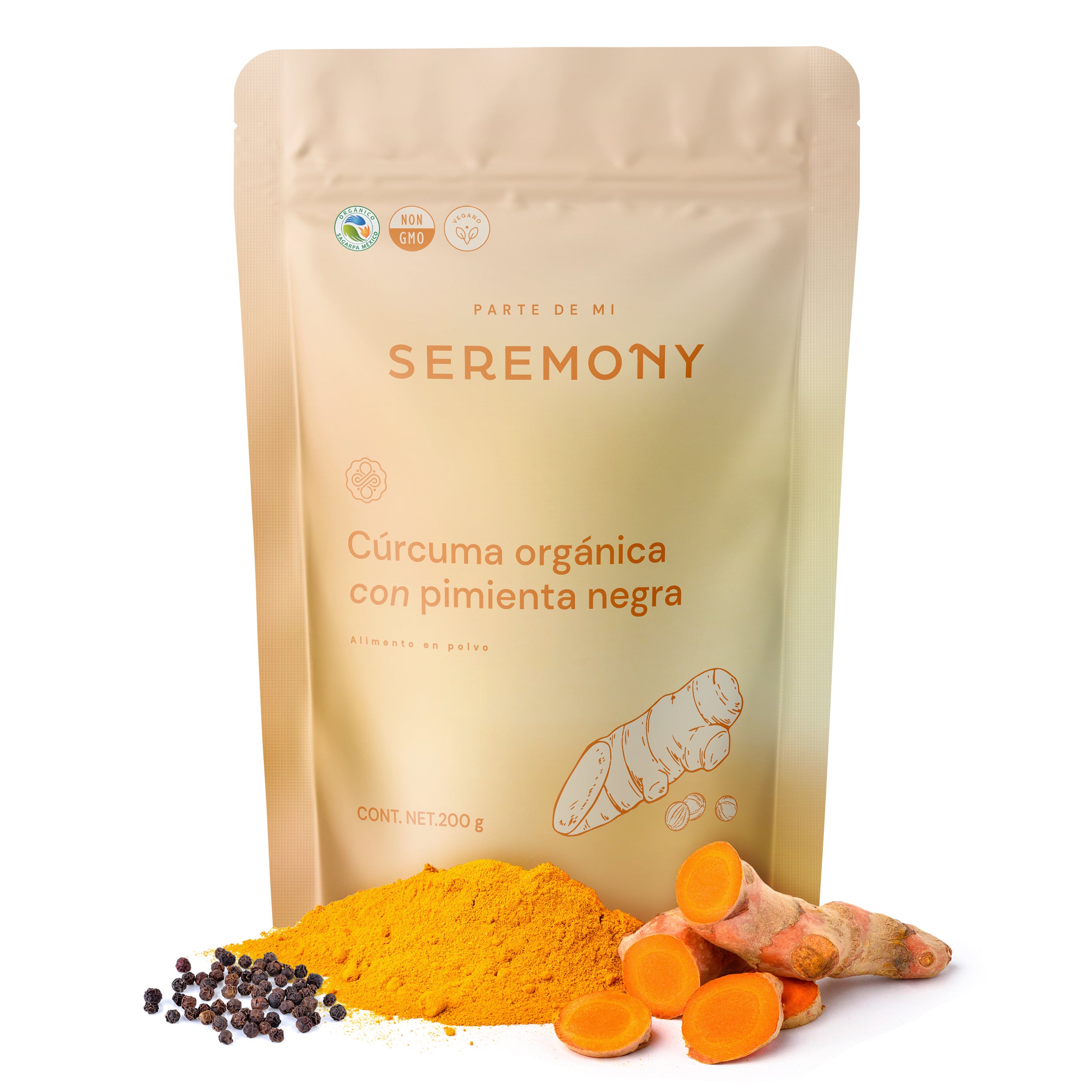 Cúrcuma Orgánica con Pimienta Negra 200 g