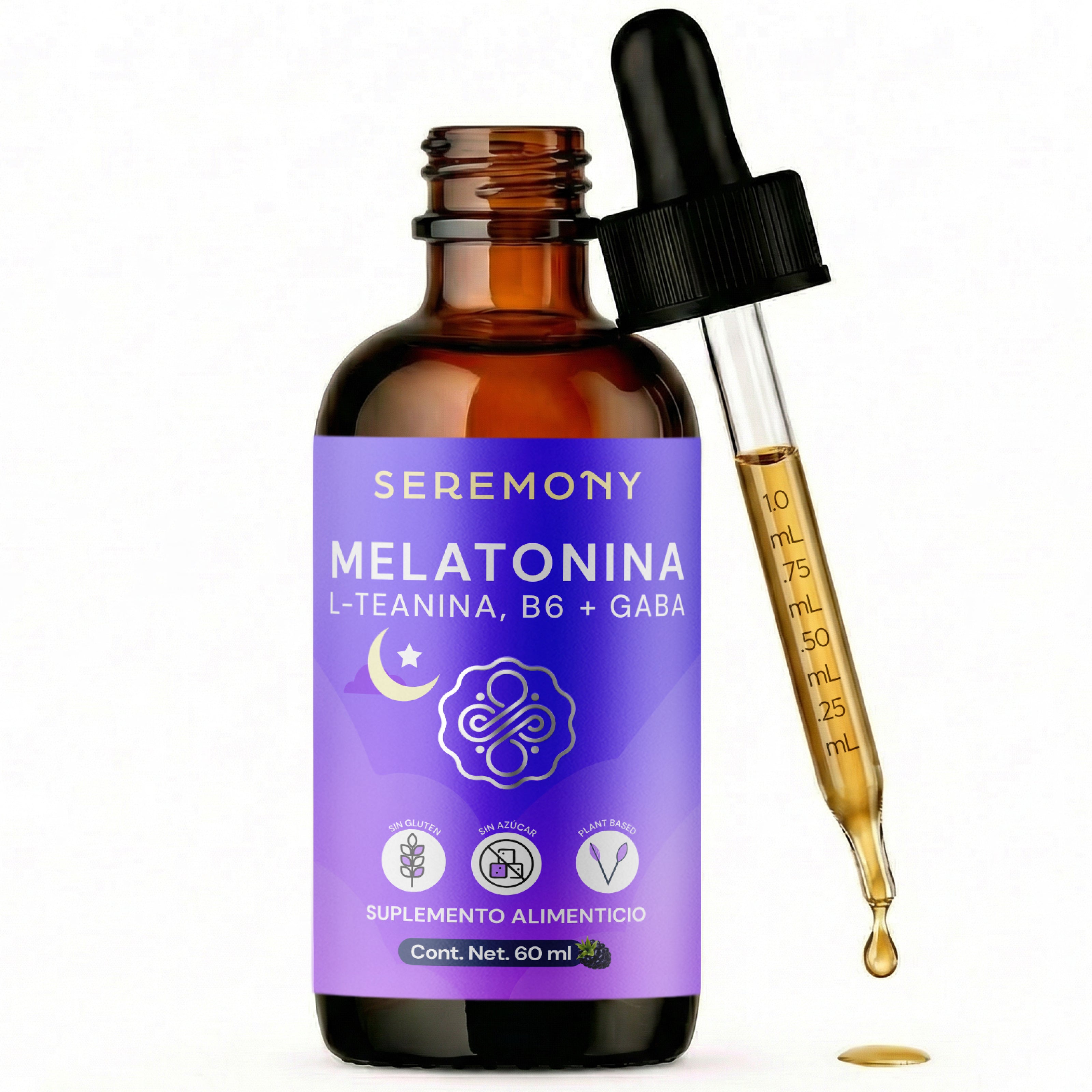 Melatonina Líquida con L-Teanina, B6 y GABA | Sin Azúcar | Vegana